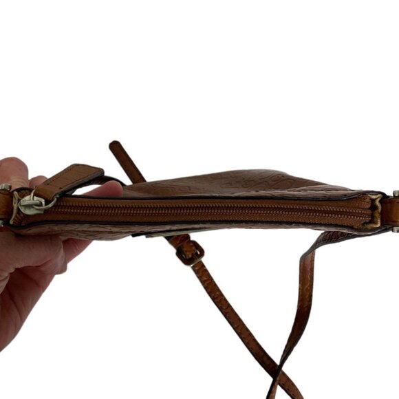 Guess Brown Leather Crossbody Bag Purse Handbag Top Zipper Bohemian 90s Y2K Boho - Picture 3 of 14
